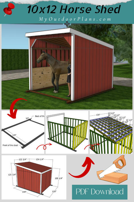DIY 10×12 Run In Horse Shed – PDF Download | MyOutdoorPlans | Shed | Scoop.it