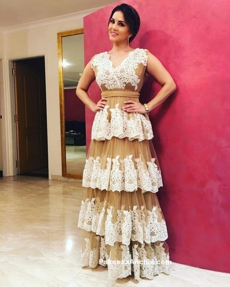 Sunny Leone in Sumaya Abdulrazak Sleeveless Frill Gown | Indian Fashion Updates | Scoop.it