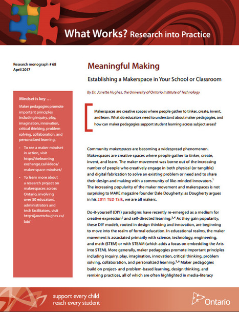 Creating a Makerspace in your classroom - Ontario Monograph series | Learning with Technology | Scoop.it