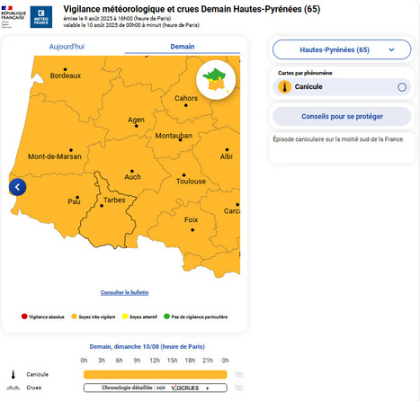 Vigilance orange pour canicule le 10 août dans les Hautes-Pyrénées | Vallées d'Aure & Louron - Pyrénées | Scoop.it