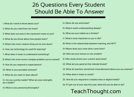 26 Questions Every Student Should Be Able To Answer | Eclectic Technology | Scoop.it