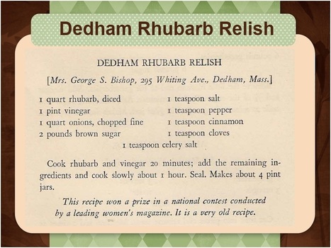 Dedham Rhubarb Relish Recipe | Boston, you're my home | Scoop.it