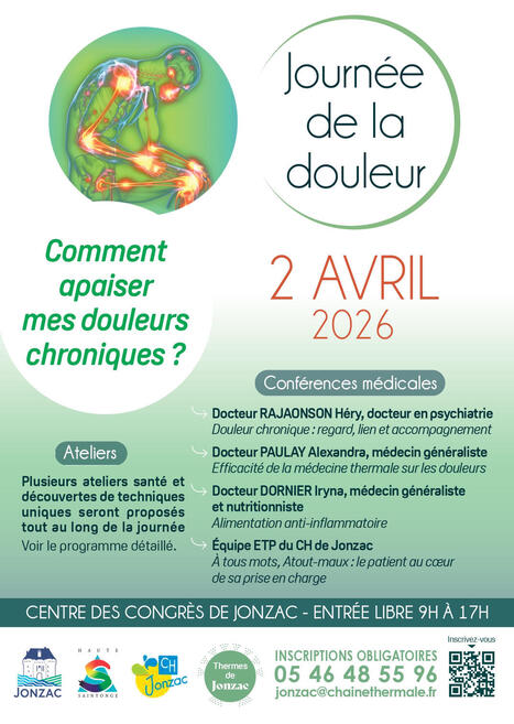 Journ&eacute;e Douleur &agrave; Jonzac ( 17) le jeudi 2 avril 2026 | Fibromyalgie Actualit&eacute;s | Scoop.it