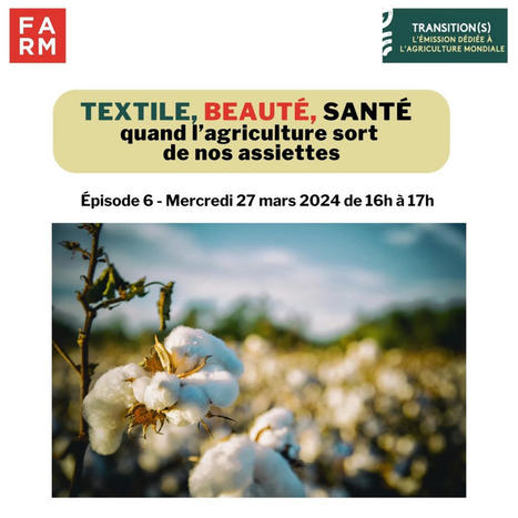 “Textile, beauté, santé… quand l’AGRICULTURE sort de nos assiettes” – Transition(s) Ép.6 – Mercredi 27 mars à 16h – Fondation FARM | CIHEAM Press Review | Scoop.it