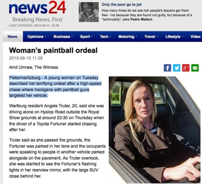 Silly-Ballerz: Woman's Paintball Ordeal in South Africa - news24.com | Thumpy's 3D House of Airsoft™ @ Scoop.it | Scoop.it