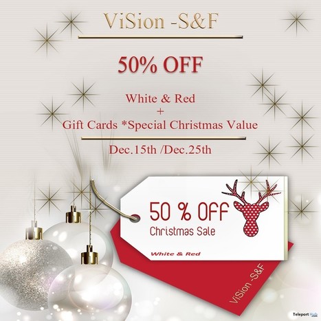 White & Red Items And Gift Card 50% Off Christmas Sale by ViSion S&F | Teleport Hub - Second Life Freebies | Second Life Freebies | Scoop.it