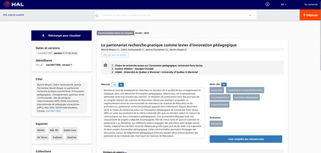 Le partenariat recherche-pratique comme levier d'innovation pédagogique - Archive ouverte HAL | Innovation pédagogique | Scoop.it