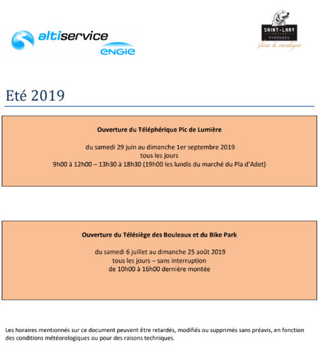 Altiservice Saint-Lary Soulan : dates d'ouverture de la saison estivale 2019 | Vallées d'Aure & Louron - Pyrénées | Scoop.it