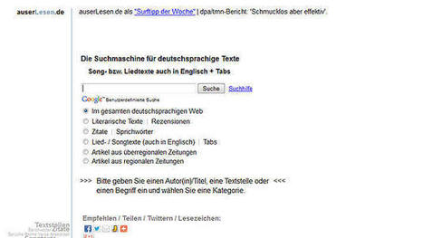 Surftipp der Woche – auserLesen.de: Suchmaschine für Zitate und Songtexte - Surftipp der Woche | Medien – Unterrichtsideen | Scoop.it