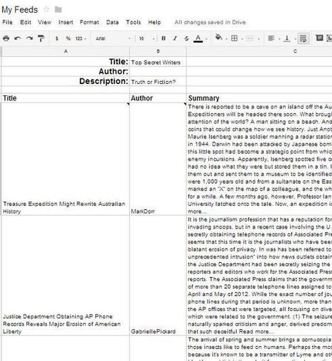 Create an RSS Feed Reader Using Google Spreadsheet | Infotention | Scoop.it