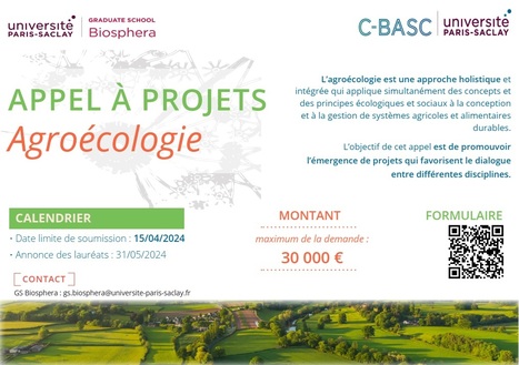 RAPPEL ! APPEL A PROJETS "AGROECOLOGIE" - proposé par la GS Biosphera & C-BASC | Life Sciences Université Paris-Saclay | Scoop.it