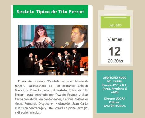 Sexteto de Tito Ferrari en UOCRA | Mundo Tanguero | Scoop.it