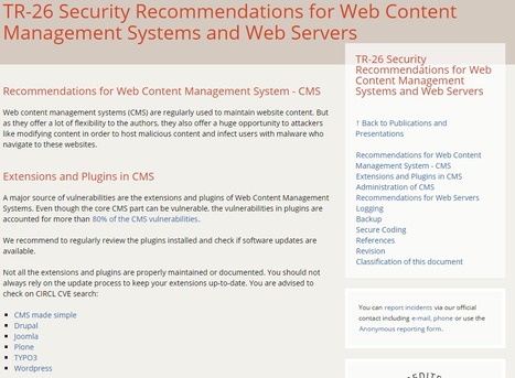 CIRCL » TR-26 Security Recommendations for Web Content Management Systems and Web Servers | 21st Century Learning and Teaching | Scoop.it