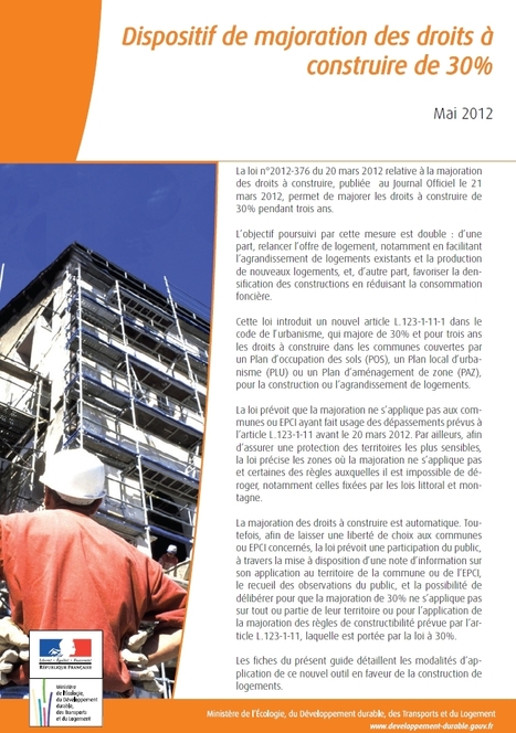 Dispositif de majoration des droits à construire de 30% - Ministère du Développement durable | Build Green, pour un habitat écologique | Scoop.it