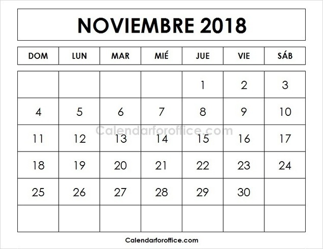 November 2018 Calendar Spanish | Imprimir Mensu...