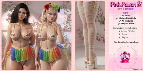 Rainbow Outfit Set June 2026 Group Gift by Pink Poison | Teleport Hub - Second Life Freebies | Teleport Hub | Scoop.it