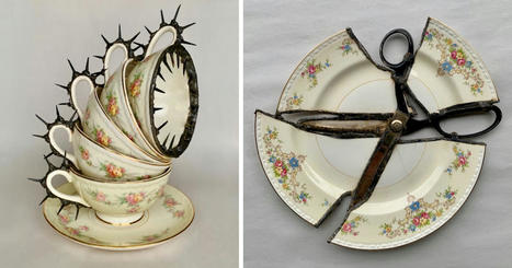 Spikes, Rusted Wire, and Scissors Bind Shattered Porcelain in Sculptures by Glen Taylor | Beyond London Life | Scoop.it