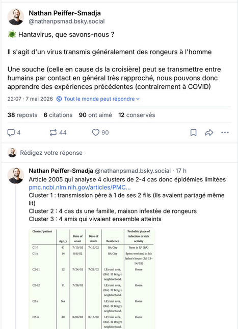 🦠 Un post d'information &agrave; propos d'Hantavirus sur Bluesky Social si cela vous int&eacute;resse, cela me permet &eacute;galement de faire de la pub pour ce r&eacute;seau que je consid&egrave;re &ecirc;tre celui de l'avenir pour la&hellip;... | H&eacute;sitations Vaccinales: Observatoire HESIVAXs | Scoop.it