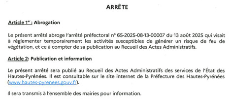 Abrogation de l'arrêté préfectoral concernant les risques de feu dans les Hautes-Pyrénées | Vallées d'Aure & Louron - Pyrénées | Scoop.it