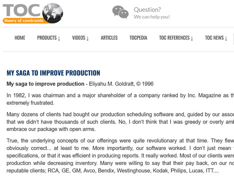 My Saga to Improve Production - 10 page 1996 article by Eliyahu Goldratt | Theory Of Constraints | Scoop.it