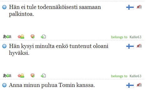 All sentences in Finnish - Tatoeba - lausesanakirja, yli 22000 lausetta tai oikeastaan virkettä. | 1Uutiset - Lukemisen tähden | Scoop.it