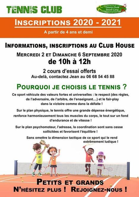 Inscription au Tennis Club de Saint-Lary Soulan le 6 septembre | Vallées d'Aure & Louron - Pyrénées | Scoop.it