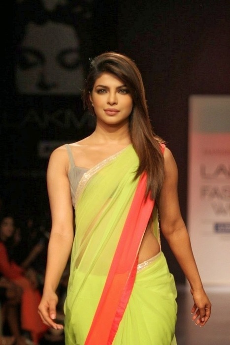Priyanka Chopra In Saree and Backless Blouse on Ramp for Manish Malhotra Lakme Fashion Week, Actress, Bollywood, Indian Fashion | Indian Fashion Updates | Scoop.it
