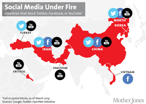 MAP: Here Are the Countries That Block Facebook, Twitter, and YouTube | Mother Jones | Peer2Politics | Scoop.it