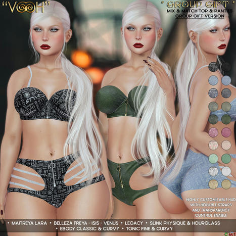 Bralette & Shorts Fatpack July 2022 Group Gift by VOOH Designs | Teleport Hub - Second Life Freebies | Second Life Freebies | Scoop.it