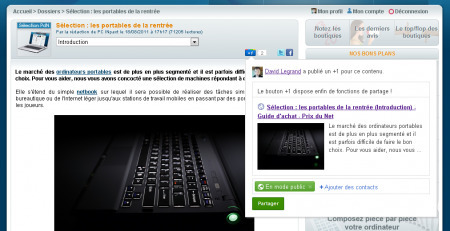 Google+ : le partage depuis le bouton +1 arrive - PC INpact | Google + Project | Scoop.it