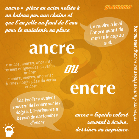 Ancre ou encre - Différencier les homophones - Gramemo | Remue-méninges FLE | Scoop.it