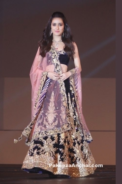 Shraddha Kapoor in Archana Kochhar's Velvet Bridal Lehenga Choli at Bullion Summit Fashion Show | Indian Fashion Updates | Scoop.it