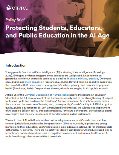 Canadian Teachers' Federation Policy Brief - Aug. 2026 - K-12 leaders can't wait on Governments - governance is needed now | iGeneration - Humane Use of Technology in an AI world (Pedagogy & Digital Innovation) | Scoop.it