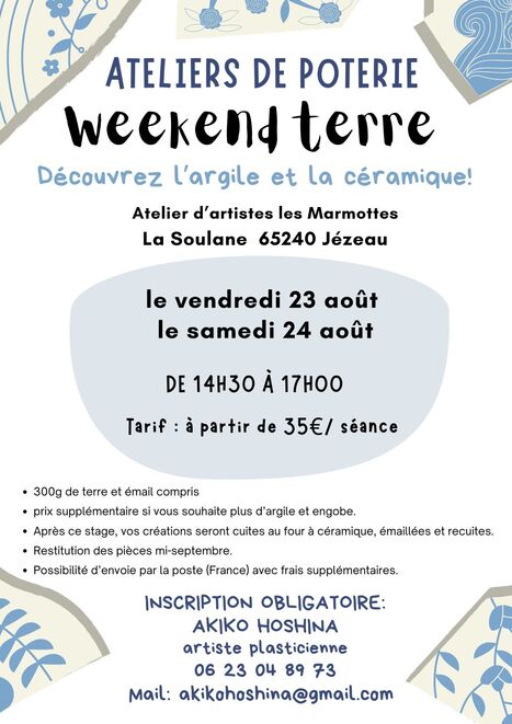 Atelier de céramique à La Soulane les 23 et 24 août | Vallées d'Aure & Louron - Pyrénées | Scoop.it