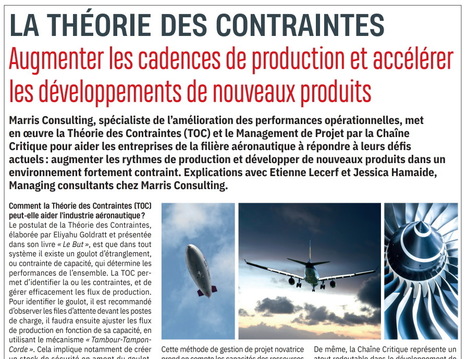 Article dans l'Usine Nouvelle: La Théorie des Contraintes dans l'aéronautique | Théorie des Contraintes | Scoop.it