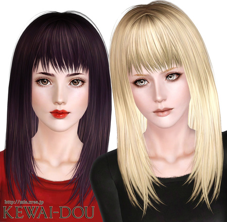 Cecile.K Long (Hair for The Sims3) << KEWAI-DOU | Les Sims | Scoop.it