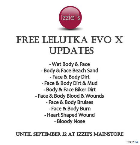 Free LeLutka Evo X Updates September 2021 Gift by Izzie&rsquo;s | Teleport Hub - Second Life Freebies | Second Life Freebies | Scoop.it