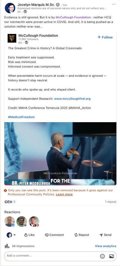 The newest anti-vaxxer strategy: calling out posts which are calling out their misinformation and lies... It does not change the facts : both HCQ and ivermectin were proven to be ineffective drugs ... | H&eacute;sitations Vaccinales: Observatoire HESIVAXs | Scoop.it