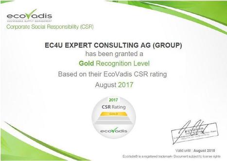 ec4u erreicht zum dritten Mal in Folge Gold Recognition Level im CSR Rating von EcoVadis | software-kompass.de | Erfolgsgeschichten von EcoVadis Kunden | Scoop.it