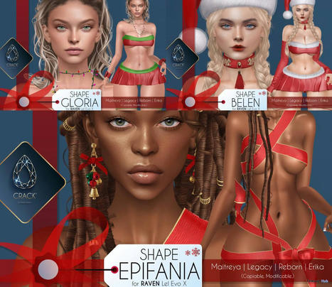 Belen, Epifania, & Gloria Shapes For Lelutka EvoX Raven 1L Promo Gift by CRACK | Teleport Hub - Second Life Deals | Second Life Freebies | Scoop.it