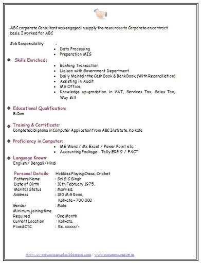 Download resume format for bcom graduate