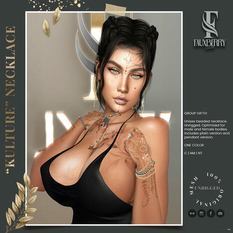 Kulture Unisex Beaded Necklace July 2025 Group Gift by Haus of FAUXBERRY | Teleport Hub - Second Life Freebies | Teleport Hub | Scoop.it