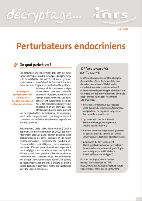 Perturbateurs endocriniens : quels enjeux pour la prévention ? | INRS | Huiles végétales | Scoop.it