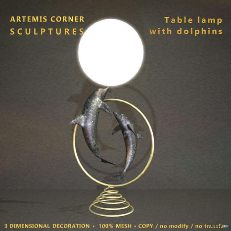 Table Lamp With Dolphins Teleport Hub Group Gift by Artemis Corner Sculptures | Teleport Hub - Second Life Freebies | Second Life Freebies | Scoop.it