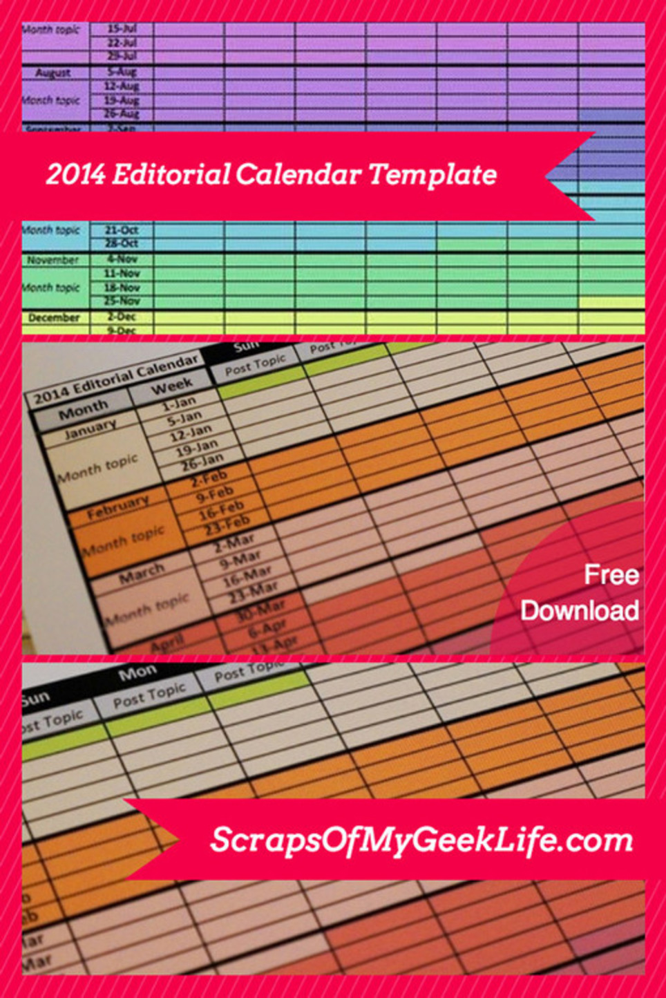 2014 Editorial Calendar Template Free Download - Scraps of My Geek Life | Marketing de contenidos, artículos seleccionados por Eva Sanagustin | Scoop.it