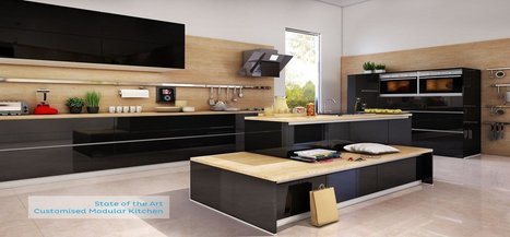 Eligiana Lacquered Glass Doors Modular Kitchen