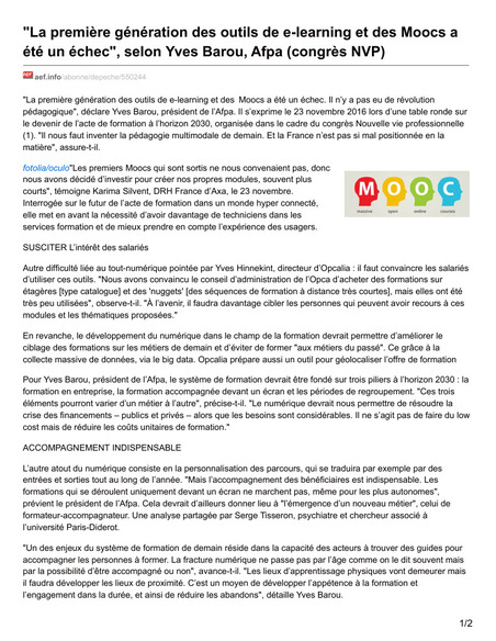 aef.info-La première génération des outils de e-learning et des Moocs a été un échec selon Yves Barou Afpa con.pdf | Innovation pédagogique | Scoop.it