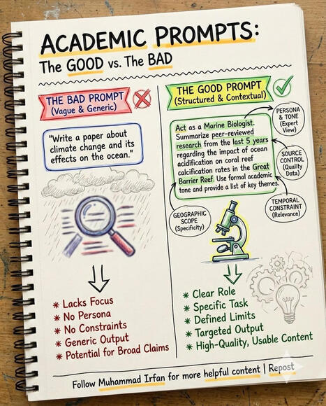 Stop treating AI like a search engine for your academic research. If you are getting generic or unusable results, the problem is your prompt. Most people give AI vague instructions and expect&hellip; |... | Notebook or My Personal Learning Network | Scoop.it