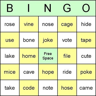 free 3 phase worksheets phonic E for Cards Phonics and Bossy teachers pa Bingo