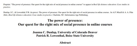 The power of presence: Our quest for the right mix of social presence in online courses | Engaging Therapeutic Resources and Activities | Scoop.it